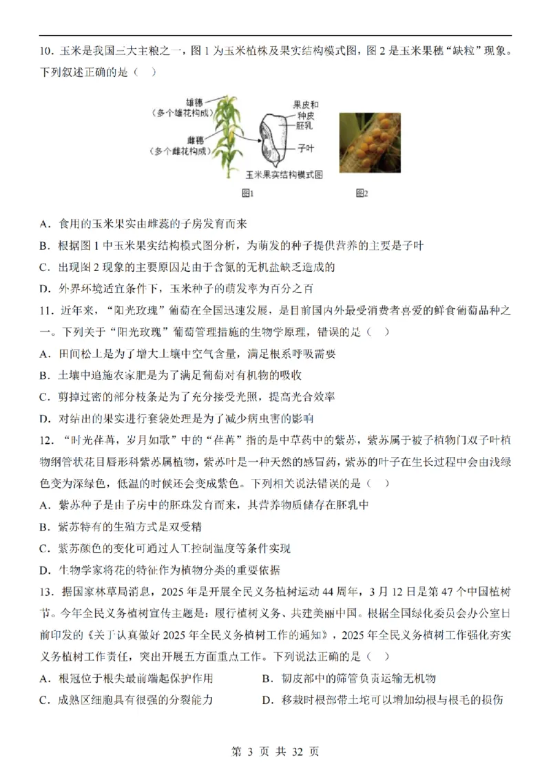 2025中考(会考)生物考前押题卷（河北卷）_幼小初教辅资料_中考_2025中考各科押题卷+模拟卷（含全国）