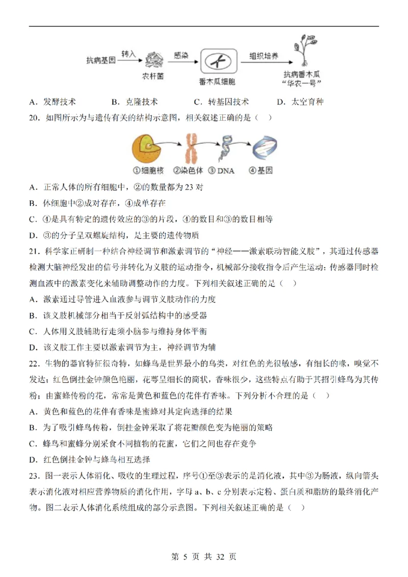 2025中考(会考)生物考前押题卷（河北卷）_幼小初教辅资料_中考_2025中考各科押题卷+模拟卷（含全国）