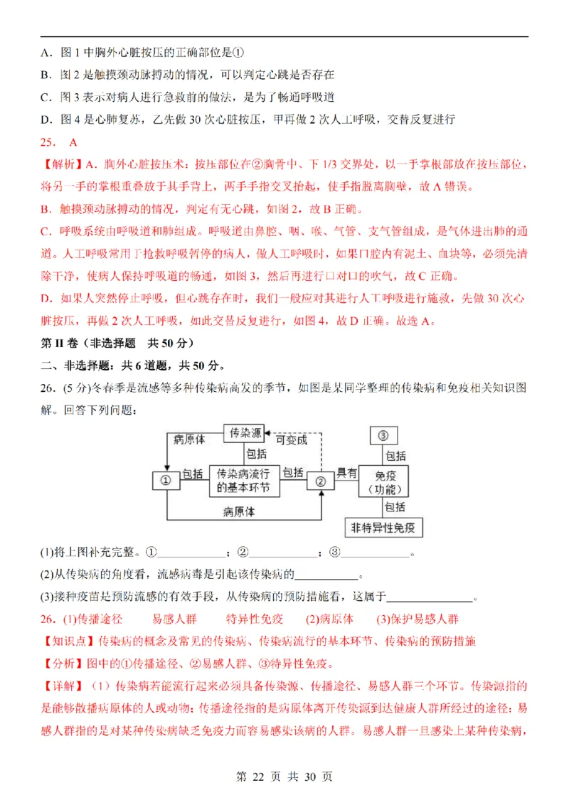 2025中考(会考)生物考前押题卷（湖南卷）_幼小初教辅资料_中考_2025中考各科押题卷+模拟卷（含全国）