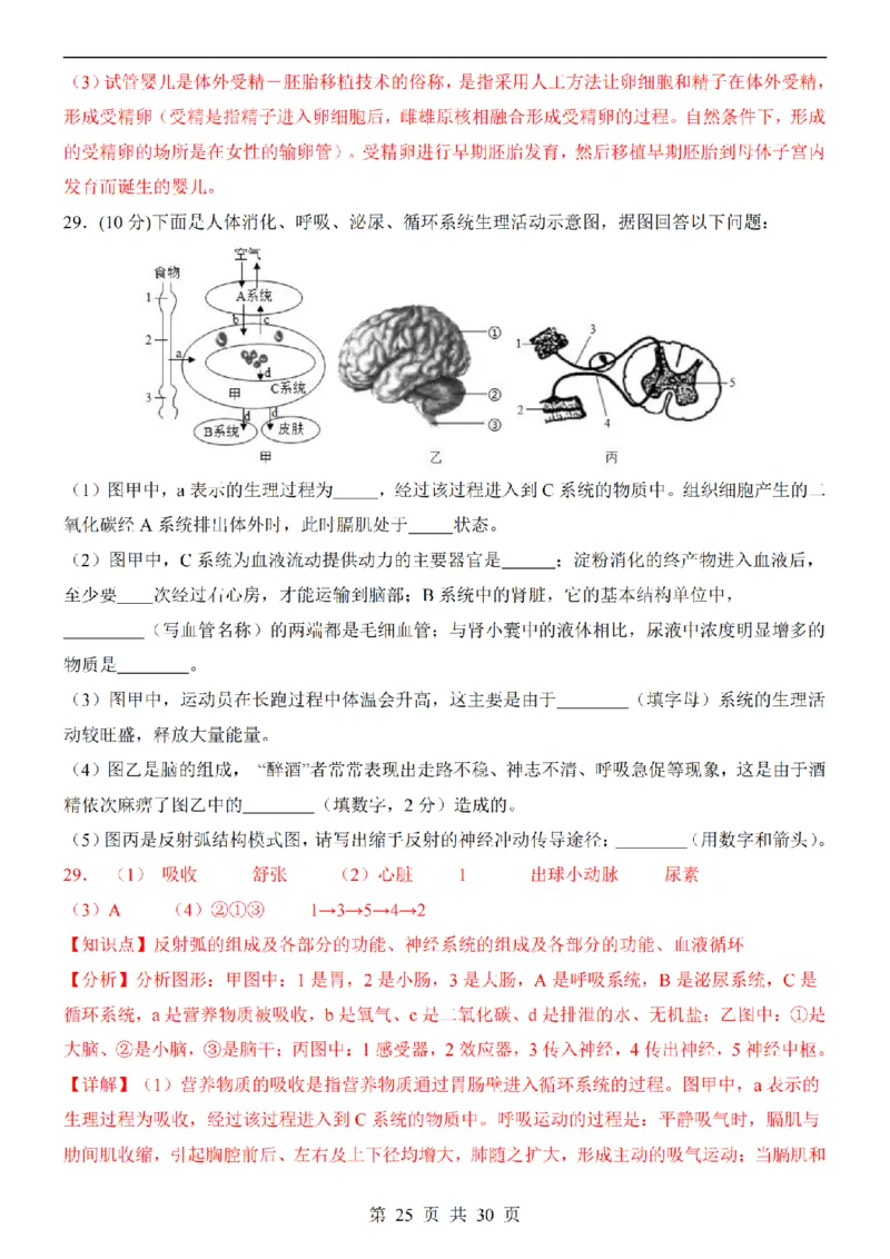 2025中考(会考)生物考前押题卷（湖南卷）_幼小初教辅资料_中考_2025中考各科押题卷+模拟卷（含全国）