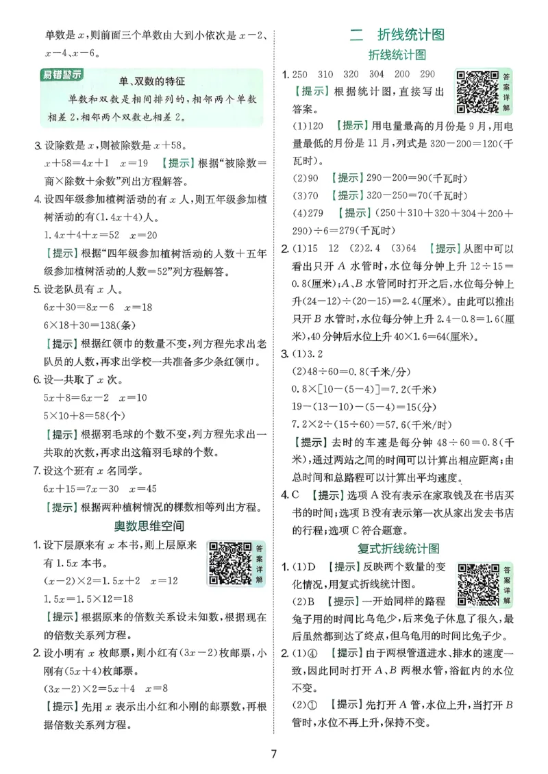答案_2026春季学期_26春苏教数学《实验班提优训练》2-6下_26春《实验班提优训练》数学SJ5下