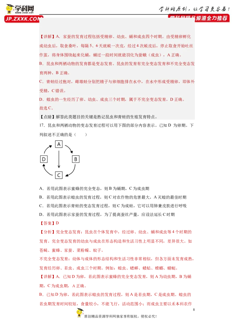 01-2022-2023学年八年级生物下学期期末综合测试卷（人教版）（解析版）_new_1、初中学习资料_4-6、生物_4-6-4、初二生物下册_2023更新人教版初中生物8下