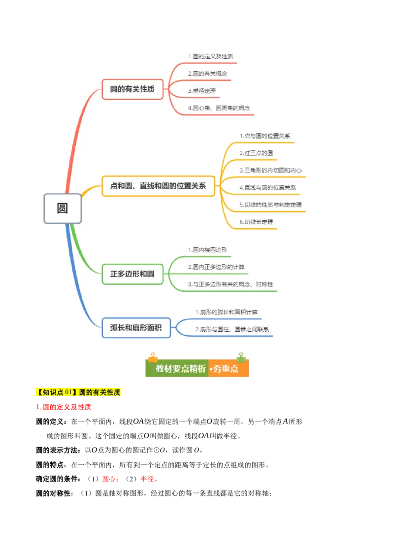 第二十四章圆（4大考点+14大题型）（复习讲义）（教师版）_人教版数学九年级上册_版本二_九年级数学上册（人教版）_单元知识复习专项-U105_2026版