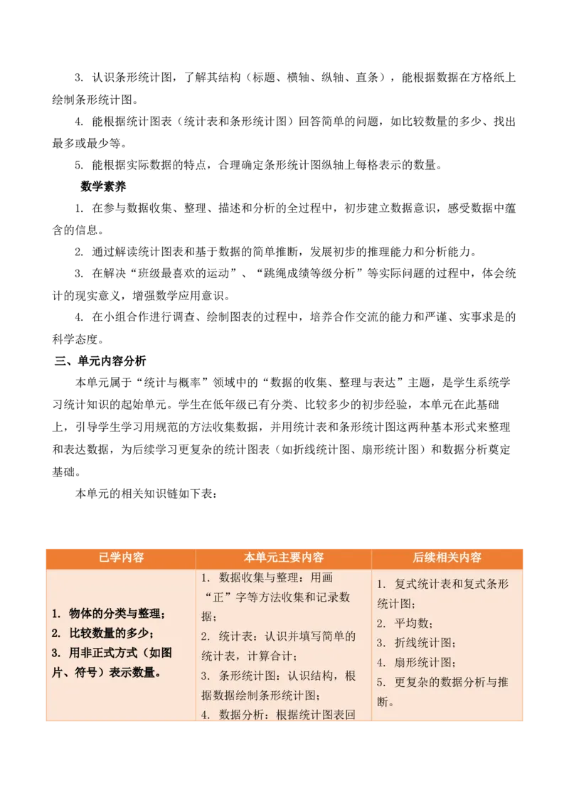 第四单元统计表和条形统计图（一）（单元解读讲义）（新教材）(3)_三年级数学下册（苏教版）_单元解读_新课标资料（看这里面）