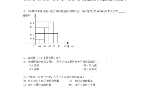 10.2　直方图　　检测题3_1、初中学习资料_4-2、数学_4-2-2、初一数学下册_人教数学七年级下课时练习（148份）_同步练习（第3套含答案）（共59份）