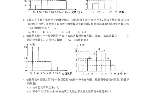 10.2　直方图　　检测题2_1、初中学习资料_4-2、数学_4-2-2、初一数学下册_人教数学七年级下课时练习（148份）_同步练习（第3套含答案）（共59份）