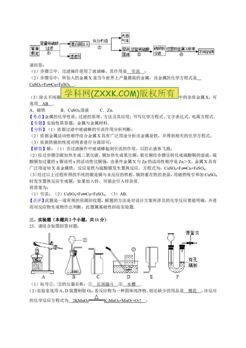 2015-2016学年九年级（下）开学化学试卷（解析版）_1、初中学习资料_2024秋改版_九上化学课件最新版_化学中考真题卷（2019-2023）_名校真题试卷_入学试卷_往年试卷