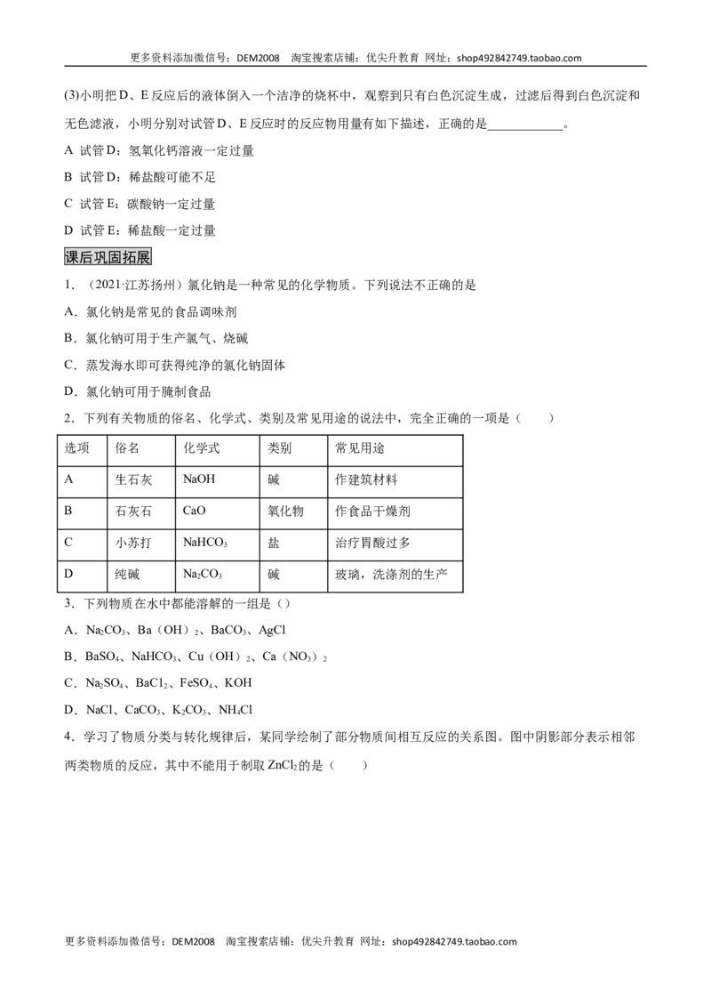 11.1生活中常见的盐（人教版）（原卷版）_1、初中学习资料_4-5、化学_4-5-5、初三化学下册_人教化学九年级下课时练习（072份）_九年级化学下册同步课时轻松过（人教版）