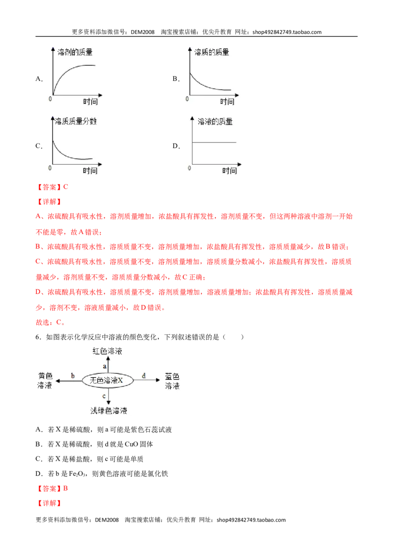 10.1.2常见的酸（人教版）（解析版）_1、初中学习资料_4-5、化学_4-5-5、初三化学下册_人教化学九年级下课时练习（072份）_九年级化学下册同步课时轻松过（人教版）