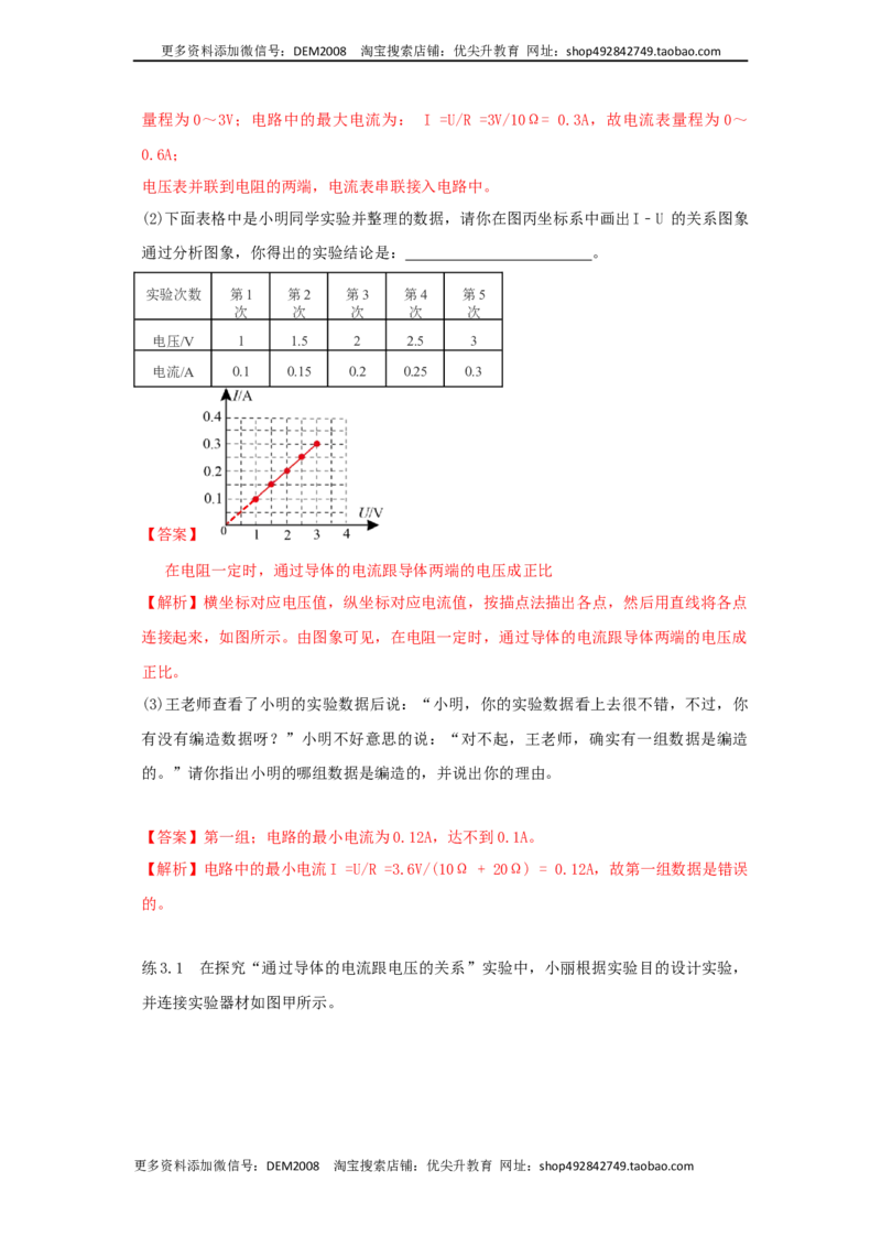 17.1电流与电压和电阻的关系（解析版）_1、初中学习资料_4-4、物理_4-4-5、初三物理全册_人教版物理九年级全一册课时练习（090份）_课时练习第2套