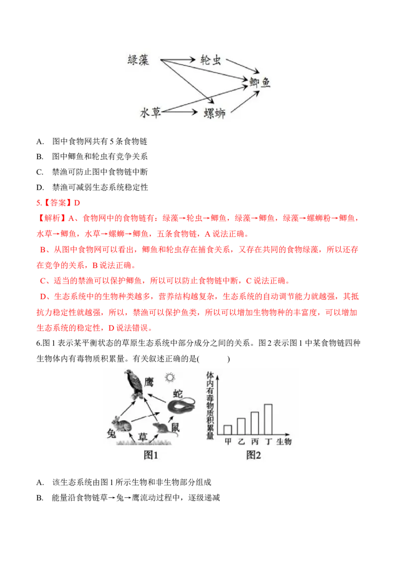 1.2.2生物与环境组成生态系统（习题）-2022-2023学年七年级生物上册同步优质备课资源（人教版）（解析版）_1、初中学习资料_4-6、生物_4-6-1、初一生物上册_同步练习-138份