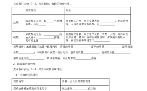 10.1.2常见的酸（人教版）（原卷版）_1、初中学习资料_4-5、化学_4-5-5、初三化学下册_人教化学九年级下课时练习（072份）_九年级化学下册同步课时轻松过（人教版）