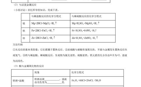 10.1.2常见的酸（人教版）（原卷版）_1、初中学习资料_4-5、化学_4-5-5、初三化学下册_人教化学九年级下课时练习（072份）_九年级化学下册同步课时轻松过（人教版）