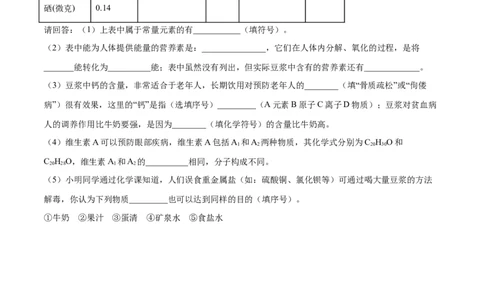 12.2化学元素与人体健康（人教版）（原卷版）_1、初中学习资料_4-5、化学_4-5-5、初三化学下册_人教化学九年级下课时练习（072份）_九年级化学下册同步课时轻松过（人教版）