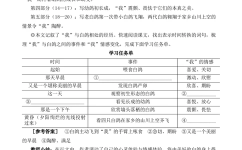 18我的白鸽（名师教学设计&middot;简案）_1、初中学习资料_2024秋改版_人教七上语文新版课件_10.简洁教案_5.第五单元