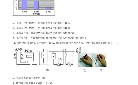 19.5《生活用电》单元考试达标检测试题（原卷版）_1、初中学习资料_4-4、物理_4-4-5、初三物理全册_人教版物理九年级全一册课时练习（090份）_课时练习第1套