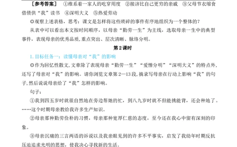 14回忆我的母亲（名师教学设计&middot;简案）_1、初中学习资料_2024秋改版_人教七上语文新版课件_10.简洁教案_4.第四单元