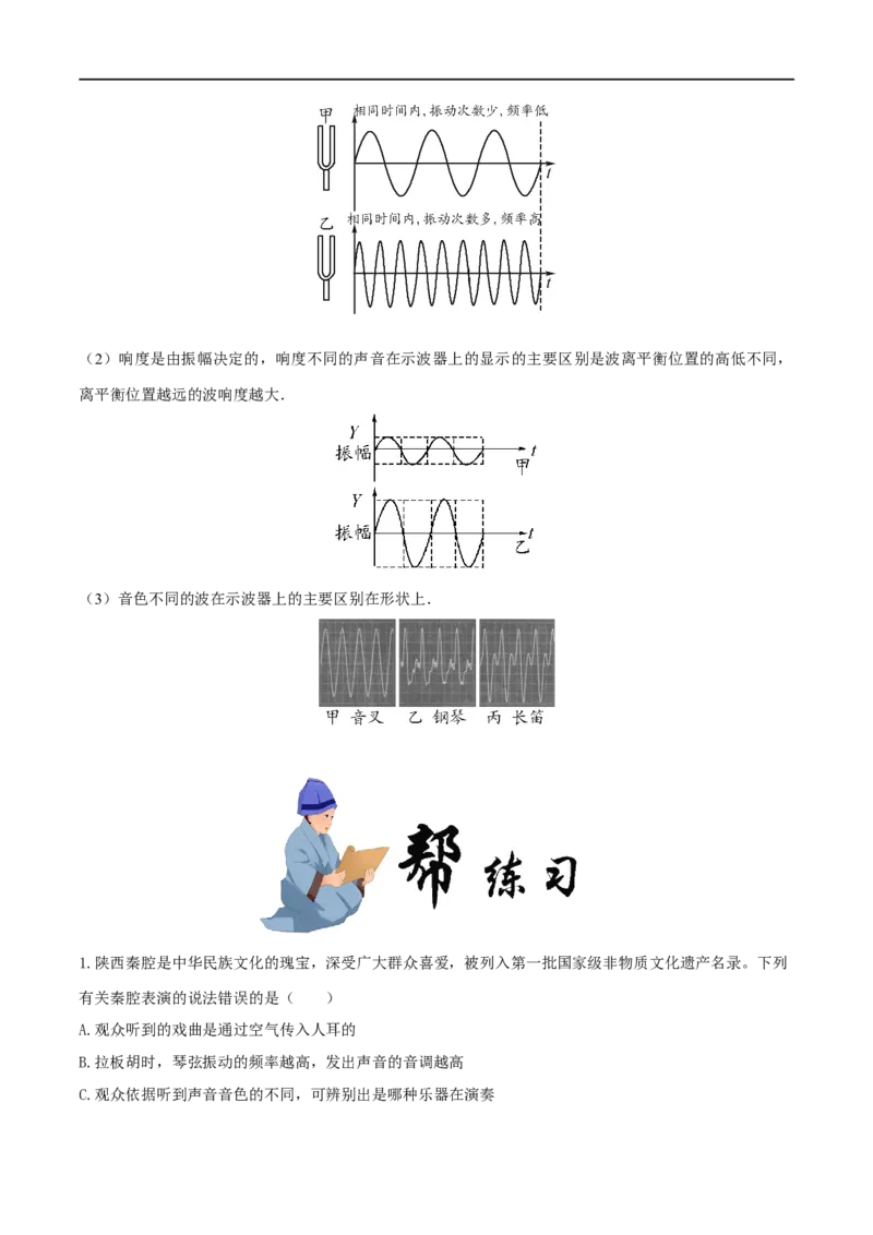 2.2声音的特性-2020-2021学年八年级物理上册同步课堂帮帮帮（人教版）(15144523)_1、初中学习资料_4-4、物理_4-4-3、初二物理上册_2023更新_八年级物理上册同步课堂练习帮帮帮（精品推荐）