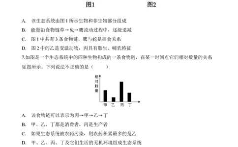 1.2.2生物与环境组成生态系统（习题）-2022-2023学年七年级生物上册同步优质备课资源（人教版）（原卷版）_1、初中学习资料_4-6、生物_4-6-1、初一生物上册_同步练习-138份