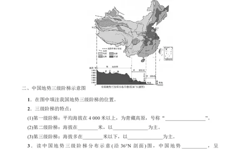 2.1地形和地势-2022-2023学年八年级地理上册课后培优分级练（人教版）（原卷版）_1、初中学习资料_4-8、地理_4-8-3、初二地理上册_1.地理8上同步练习（25）