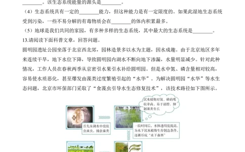 1.2.3生物圈是最大的生态系统（习题）-2022-2023学年七年级生物上册同步优质备课资源（人教版）（原卷版）_1、初中学习资料_4-6、生物_4-6-1、初一生物上册_同步练习-138份