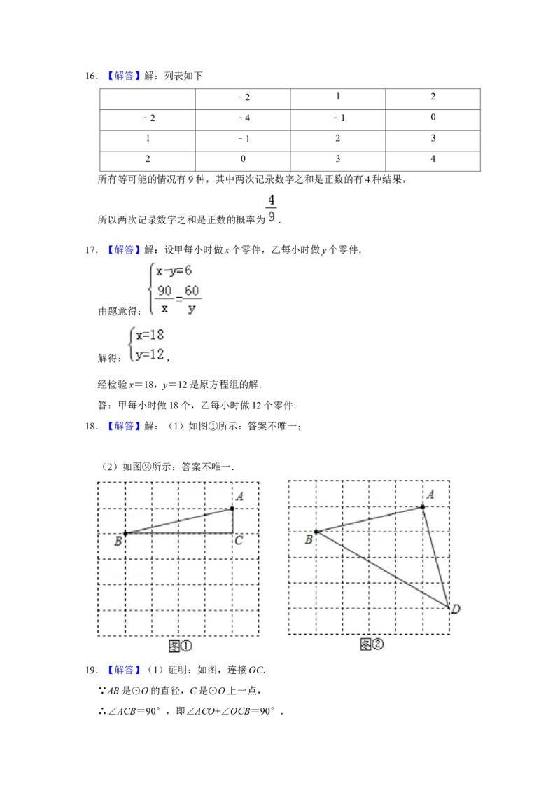 2018-2019学年吉林省长春市中考数学模试卷（含答案）_1、初中学习资料_4-2、数学_北师大版_北师大版初中数学9下_2022春九数下(BS)--各阶段精品试题_期中、月考、模拟、中考真题
