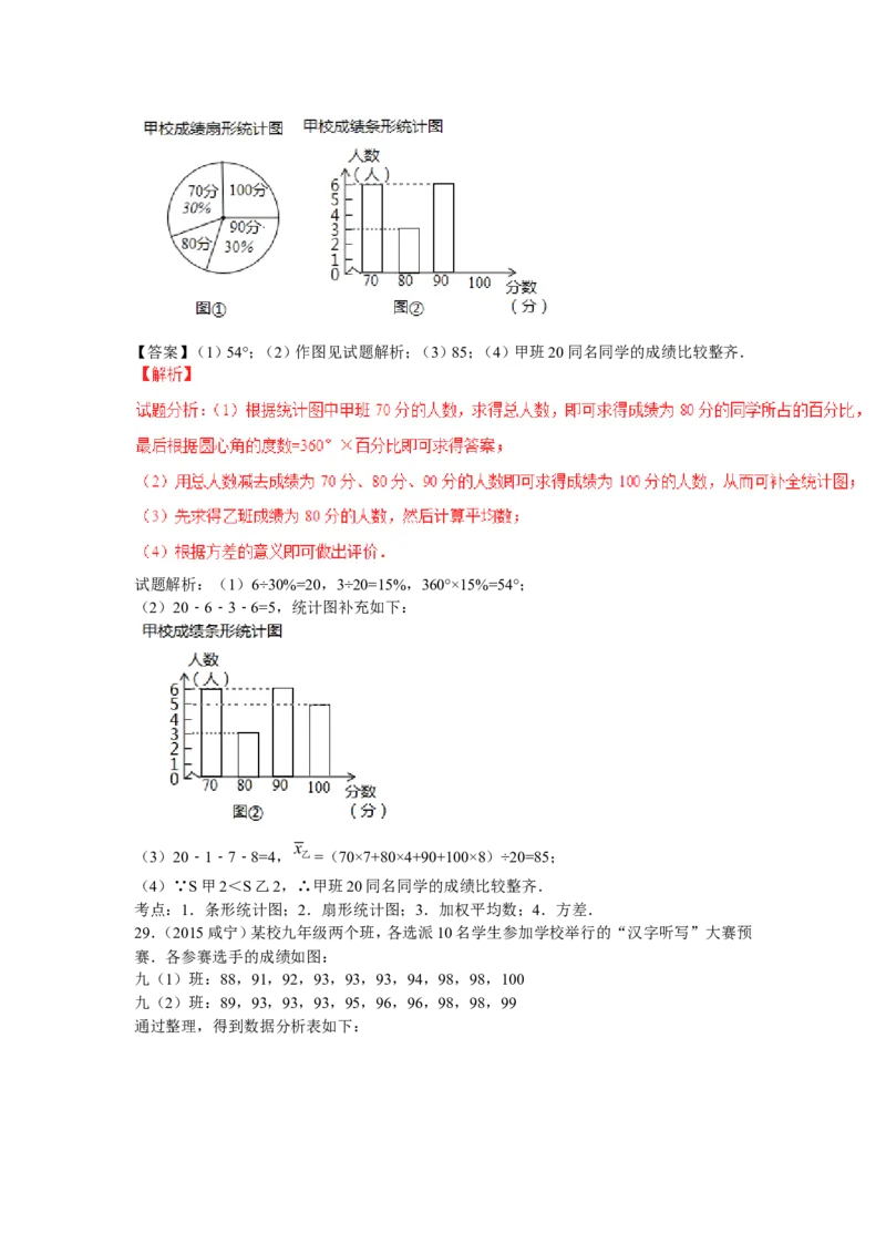 2016年中考数学复习专题4：数据的分析(含中考真题解析）_1、初中学习资料_4-2、数学_北师大版_北师大版初中数学8上_复习资料