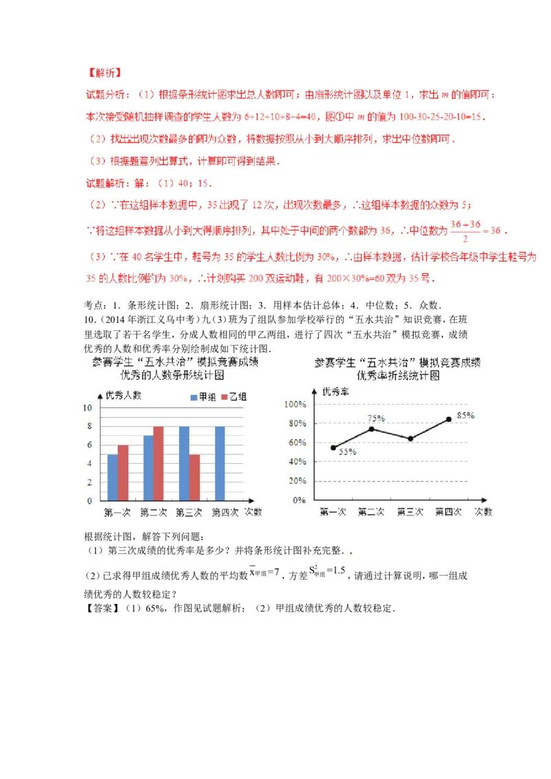 2016年中考数学复习专题4：数据的分析(含中考真题解析）_1、初中学习资料_4-2、数学_北师大版_北师大版初中数学8上_复习资料