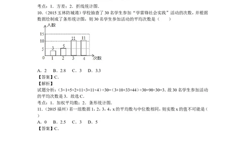 2016年中考数学复习专题4：数据的分析(含中考真题解析）_1、初中学习资料_4-2、数学_北师大版_北师大版初中数学8上_复习资料