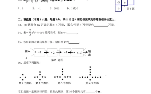 2016-2017学年广东省深圳福苑学校七年级上期中质量检测题（无答案）_1、初中学习资料_4-2、数学_北师大版_北师大版初中数学7上_北师大7上历年真题