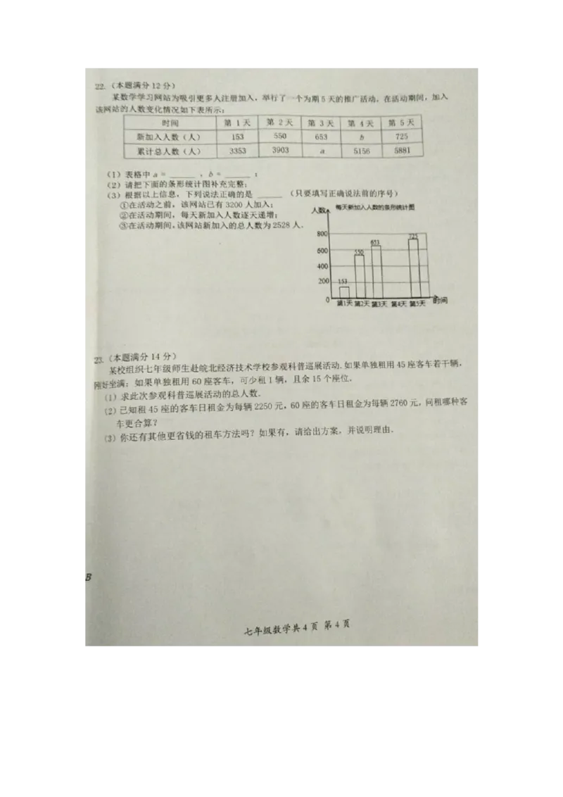 2017-2018学年安徽省阜阳市临泉县七年级上学期期末考试数学试题（图片版，无答案）_1、初中学习资料_4-2、数学_北师大版_北师大版初中数学7上_期中、期末、月考、中考真题