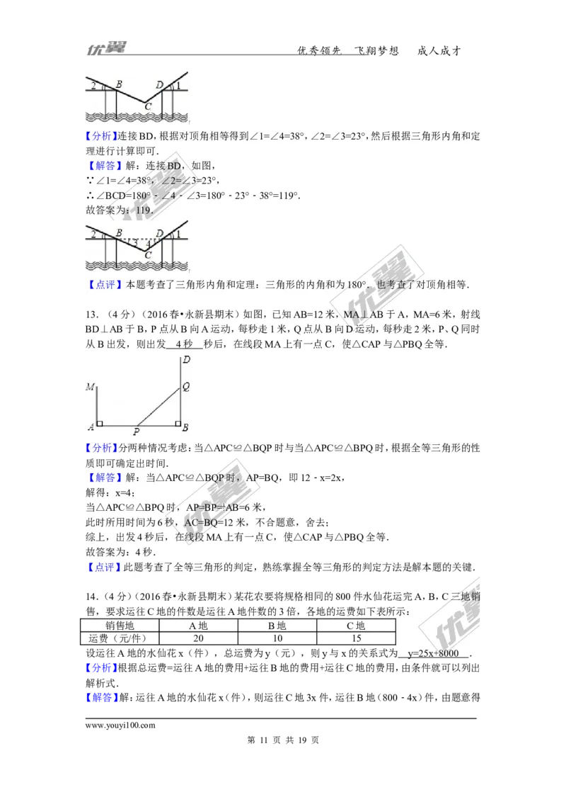 2015-2016学年江西省吉安市永新县七年级（下）期末数学试卷_1、初中学习资料_4-2、数学_北师大版_北师大版初中数学7下_北师大版初中数学7下_期中、月考、期末、中考真卷