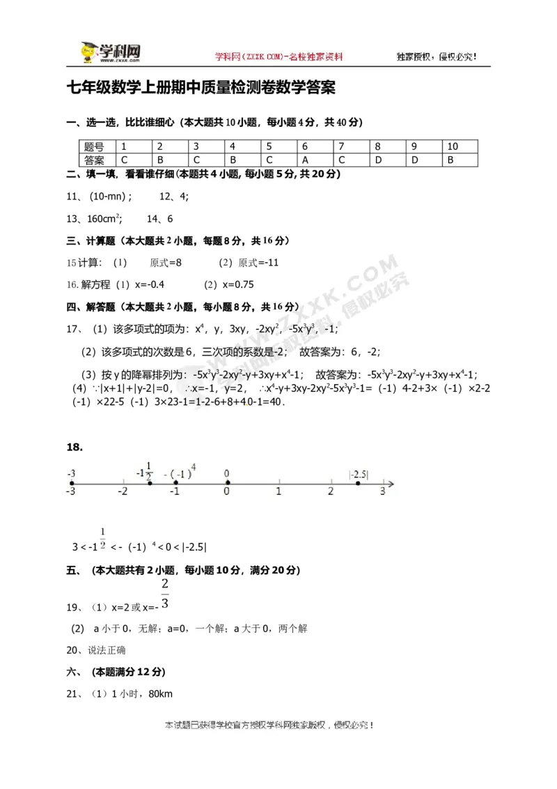 2017-2018学年安徽省淮北市濉溪县七年级上学期期中考试数学试题_1、初中学习资料_4-2、数学_北师大版_北师大版初中数学7上_期中、期末、月考、中考真题_期中、期末、月考真题