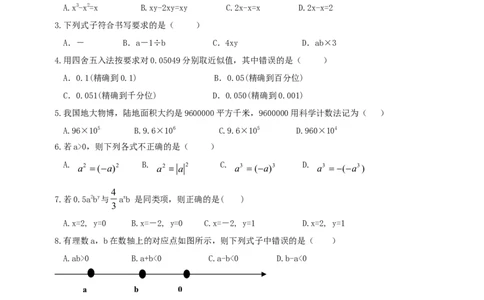 2017-2018学年安徽省淮南市潘集区七年级数学上期中试题含答案_1、初中学习资料_4-2、数学_北师大版_北师大版初中数学7上_期中、期末、月考、中考真题_期中、期末、月考真题