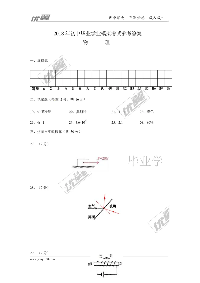 2018湖南邵阳市中考物理模拟试卷（含答案）_1、初中学习资料_4-4、物理_4-4-5、初三物理全册_2024更新_物理9年级全：2018年试题资料_2018年各地月考、期中、期末、模拟真卷