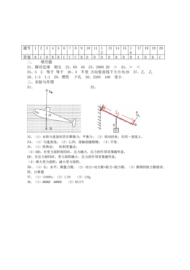 2019-2020学年湖北省枣阳市清潭中学八年级下学期期末测试物理试题（含答案）_1、初中学习资料_4-4、物理_4-4-4、初二物理下册_2023更新_物理8下：2020年各地月考、期中、期末卷_期末卷