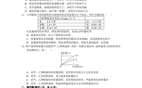 2017-2018学年九年级物理人教版第13章内能单元测试题_1、初中学习资料_4-4、物理_4-4-5、初三物理全册_2024更新_物理9年级全：2018年试题资料