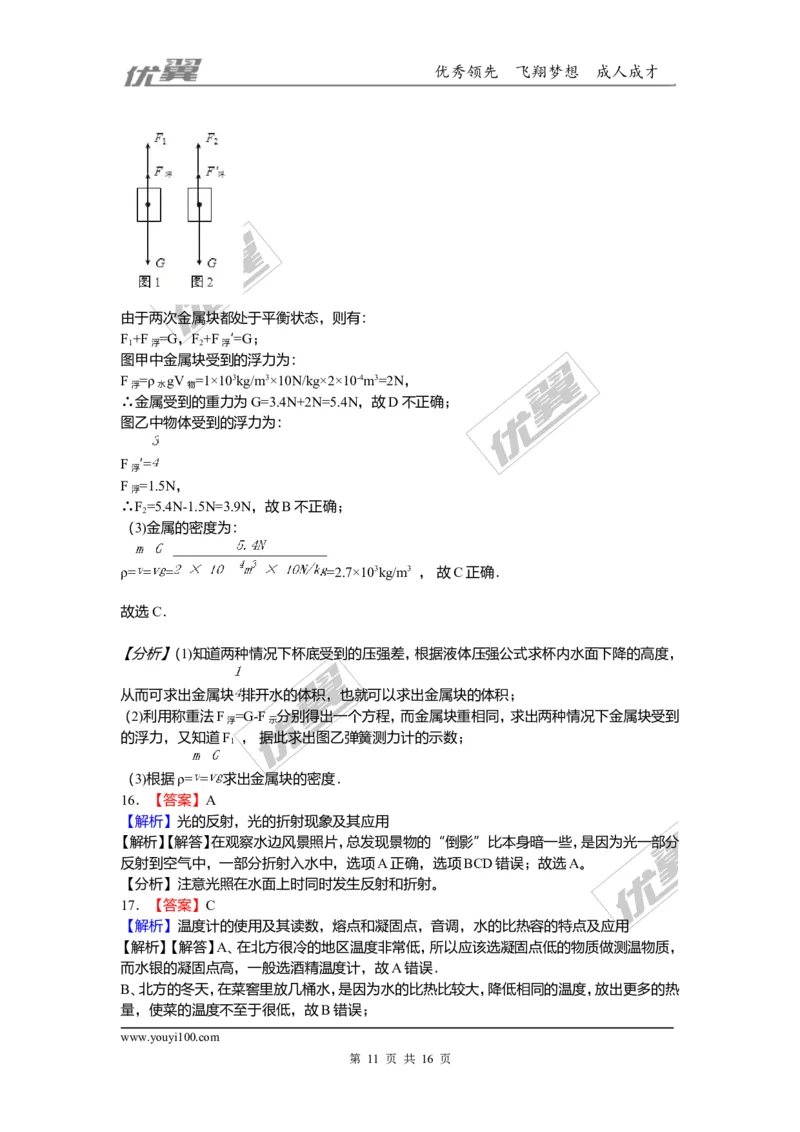 2018安徽省滁州市定远站岗中学九年级第二次模拟（含解析）_1、初中学习资料_4-4、物理_4-4-5、初三物理全册_2024更新_物理9年级全：2018年试题资料