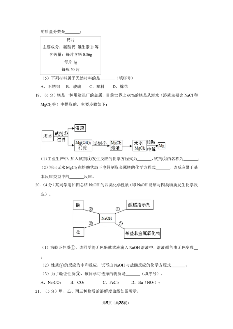 2019年山东省滨州市中考化学试卷_1、初中学习资料_2024秋改版_九上化学课件最新版_化学中考真题卷（2019-2023）_2019中考化学_山东