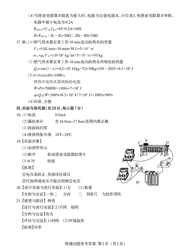 2021年江西省初中学业水平考试物理卷参考答案_1、初中学习资料_2024秋改版_八上物理课件最新版_物理中考真题卷（2019-2023）_2021中考物理试卷_江西