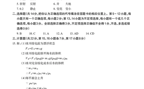 2021年江西省初中学业水平考试物理卷参考答案_1、初中学习资料_2024秋改版_八上物理课件最新版_物理中考真题卷（2019-2023）_2021中考物理试卷_江西