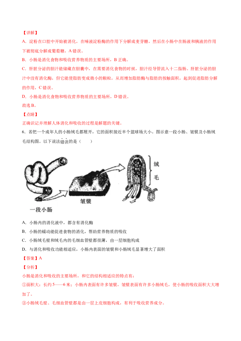 2020-2021学年七年级生物下学期期末仿真模拟冲刺卷（人教版）01（解析版）_1、初中学习资料_4-6、生物_4-6-2、初一生物下册_期末试卷（7份）