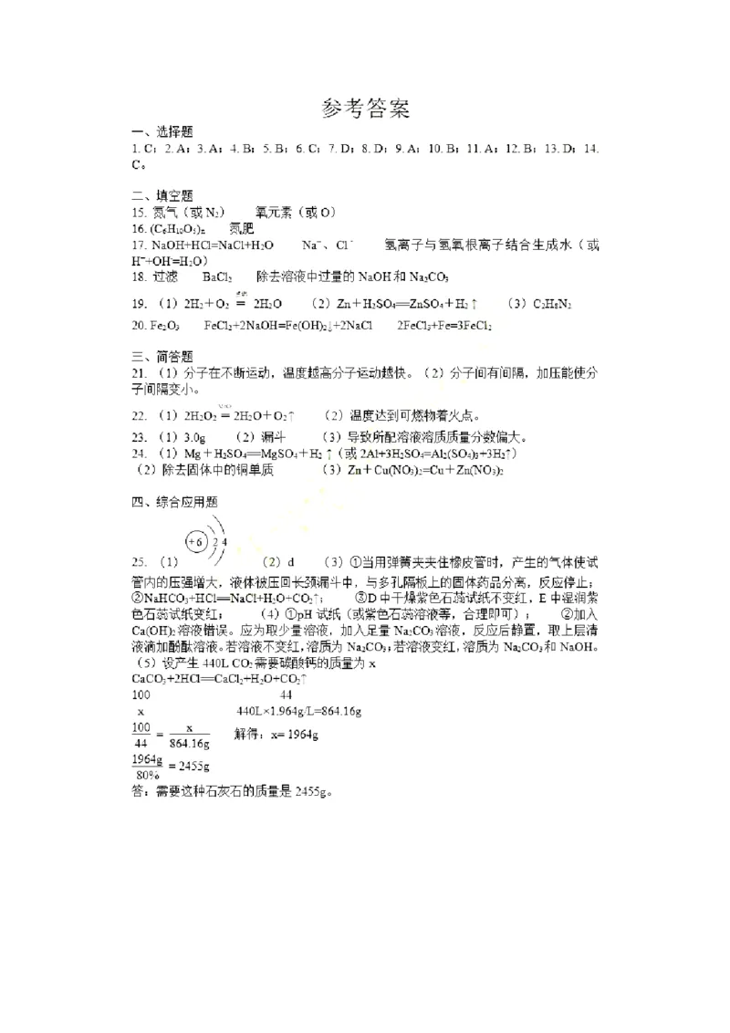 2021年河南省中考化学真题（含答案）_1、初中学习资料_2024秋改版_九上化学课件最新版_化学中考真题卷（2019-2023）_2021中考化学_河南省