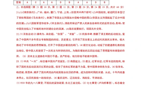2020-2021学年第一学期八年级期末检测历史试卷答案（二）_1、初中学习资料_4-7、历史_4-7-3、初二历史上册_4、期末试卷（10份）