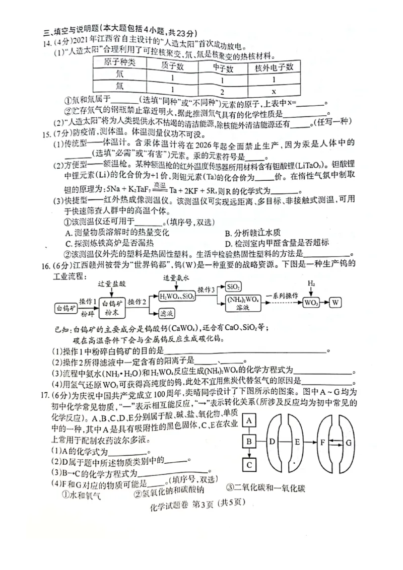 2021年江西省中考化学真题（PDF，无答案）_1、初中学习资料_2024秋改版_九上化学课件最新版_化学中考真题卷（2019-2023）_2021中考化学_统一命题_江西