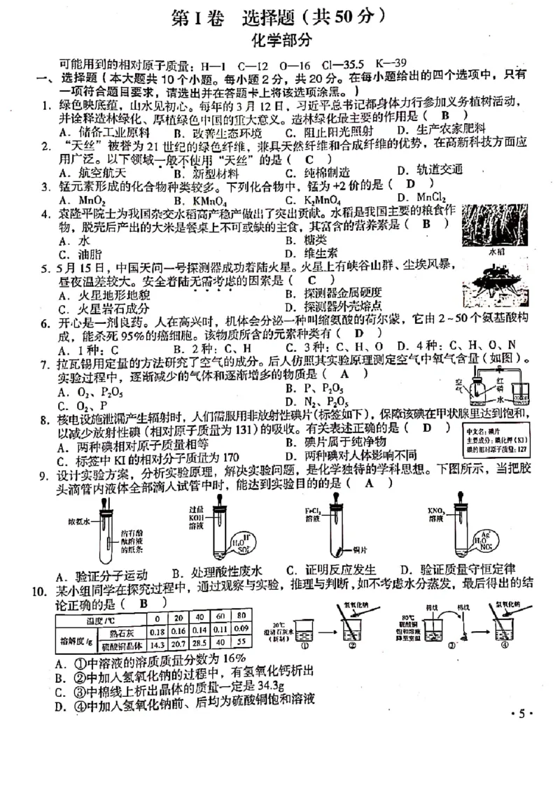 2021年山西省中考化学真题（PDF版，含答案）_1、初中学习资料_2024秋改版_九上化学课件最新版_化学中考真题卷（2019-2023）_2021中考化学_统一命题_山西