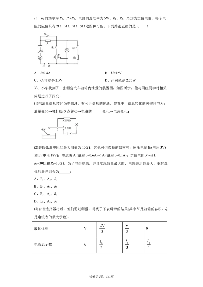 2020年四川省成都市中考物理试题（高中阶段教育学校统一招生考试)_1、初中学习资料_4-4、物理_4-4-4、初二物理下册_2023更新_物理8下：2020年各地月考、期中、期末卷