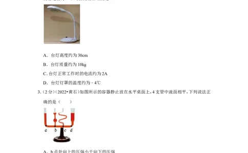 2022年湖北省黄石市中考物理试卷_1、初中学习资料_2024秋改版_八上物理课件最新版_物理中考真题卷（2019-2023）_2023中考物理试卷_湖北