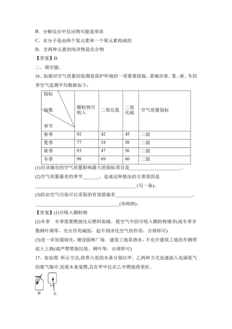 2022&mdash;2023学年化学人教九年级上册第2单元我们周围的空气基础练习含答案_1、初中学习资料_4-5、化学_4-5-5、初三化学上册_人教化学九年级上单元试卷（040份）_单元测试第5套