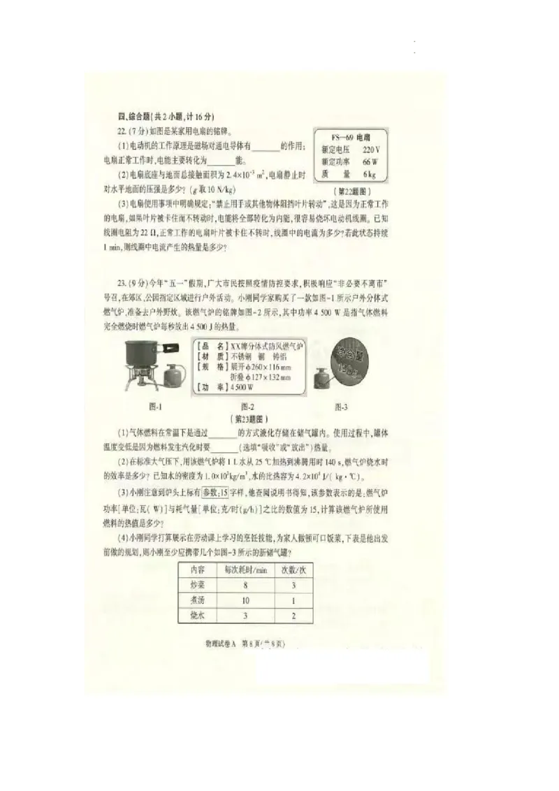 2022年陕西省中考物理真题（A）_1、初中学习资料_2024秋改版_八上物理课件最新版_物理中考真题卷（2019-2023）_2022中考物理试卷_陕西